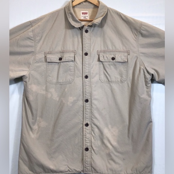 Levis Mens Fleece Lined Shirt Jacket Size 3XL Canvas Chore Barn Shacket Grunge - Picture 15 of 16